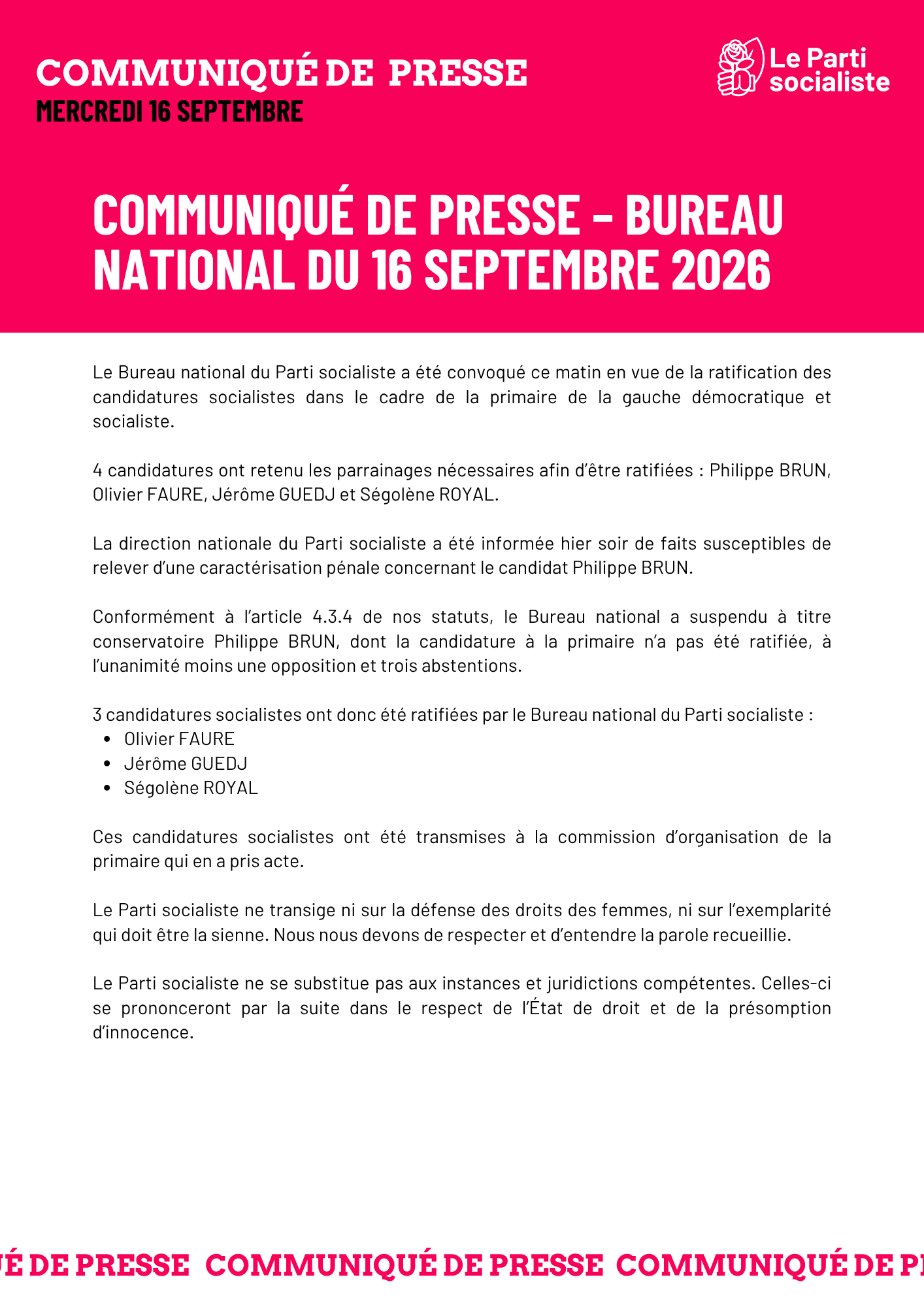 Olivier Faure dément toute volonté d'éliminer Philippe Brun, suspendu du PS et écarté de la primaire
